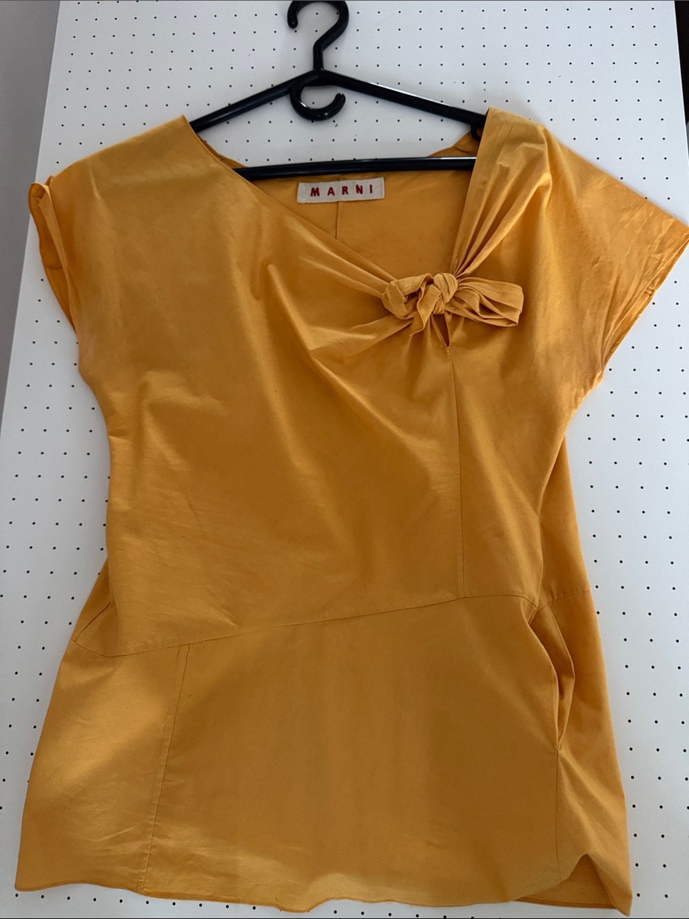 Marni Bright Yellow Bow Accent Cap Sleeve Blouse